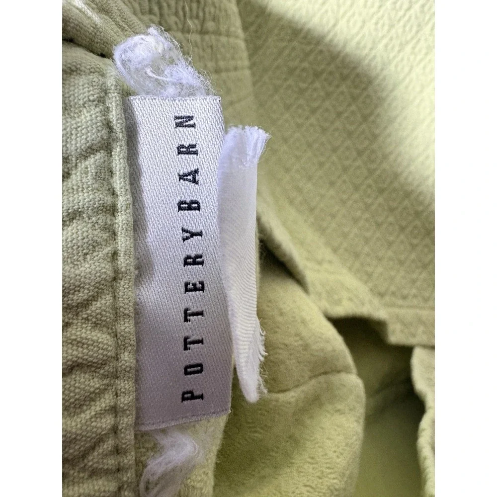 Pottery Barn Light Green Quilted Euro Pillow Shams Set of 2 Textured 27x28